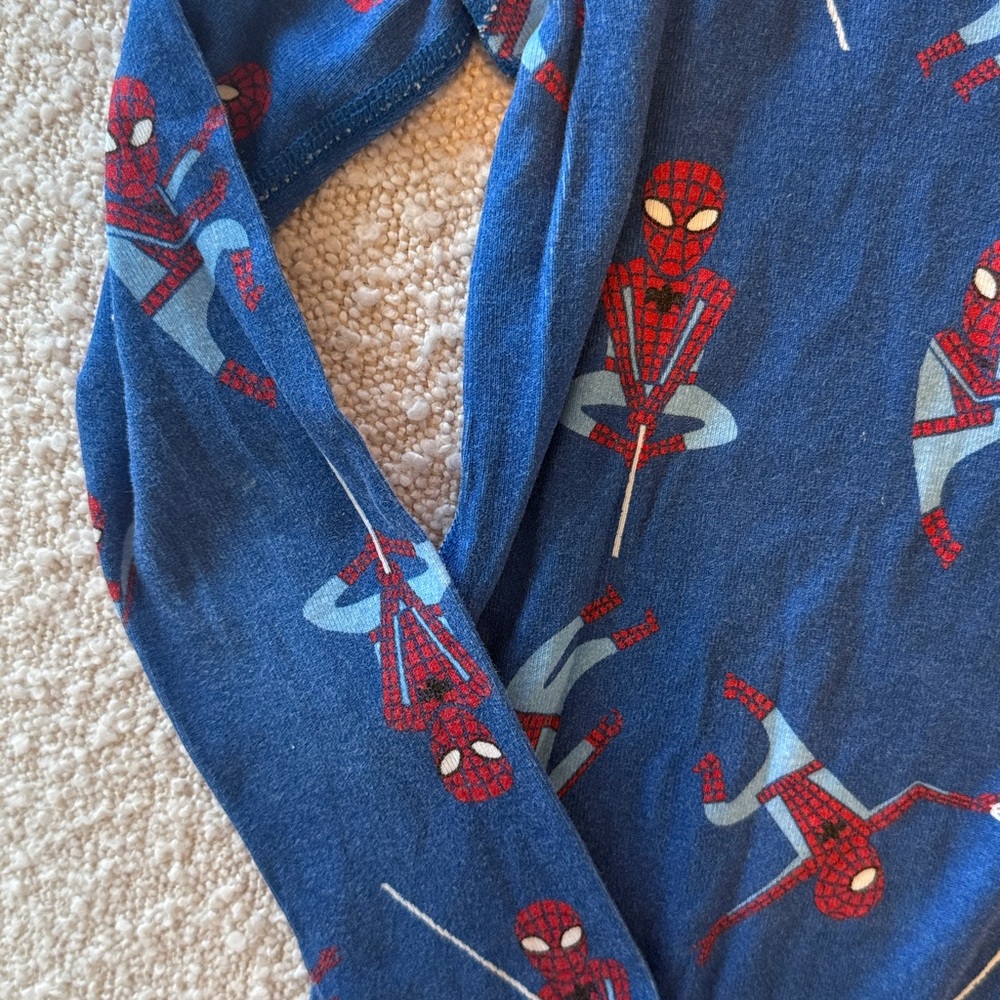 PLAY COND. Hanna Andersson Marvel Spiderman Long John Organic Pajamas Size 130 8 - Picture 7 of 9